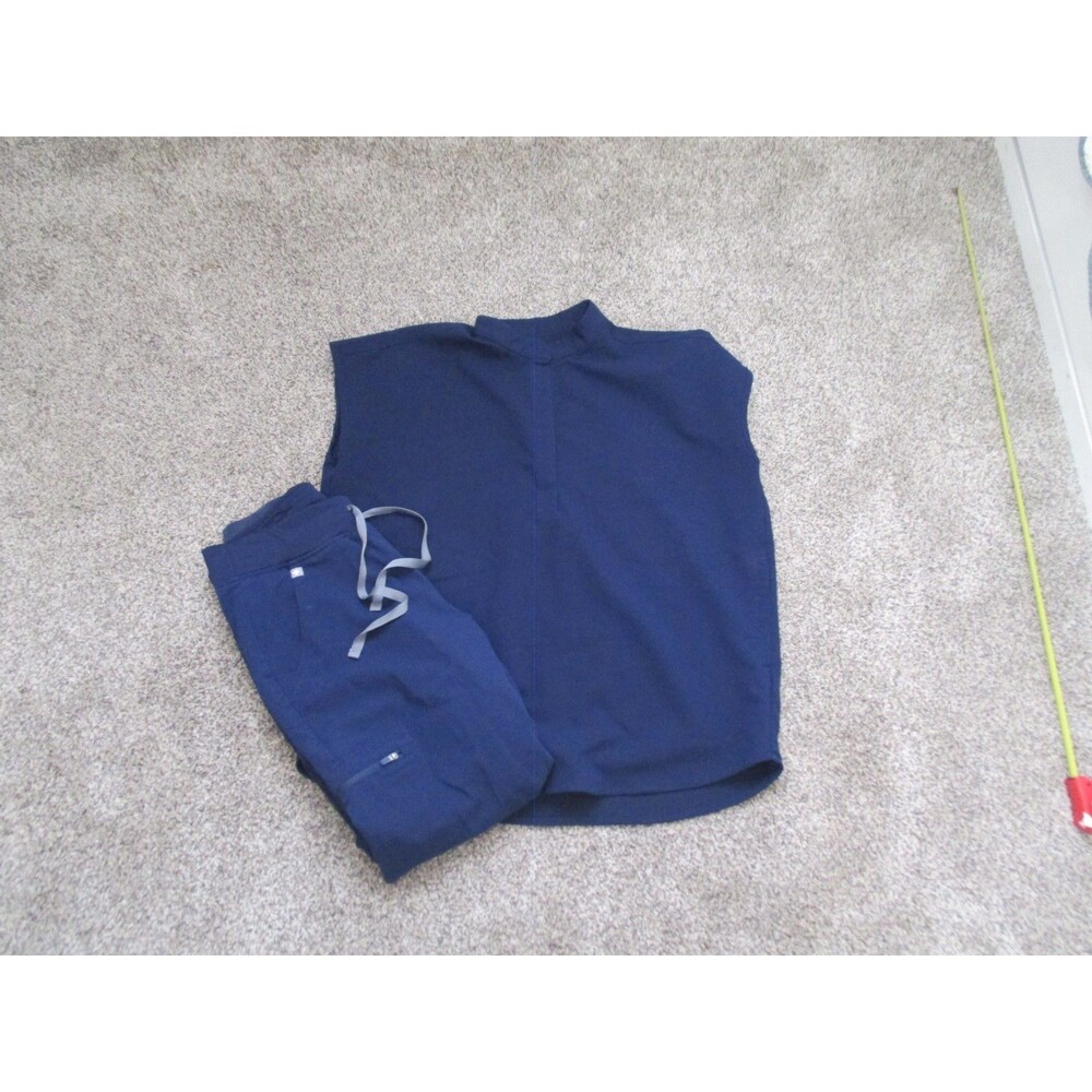 FIGS Technical Collection Scrub Set Top & Pants S Blue Solid sleeveless